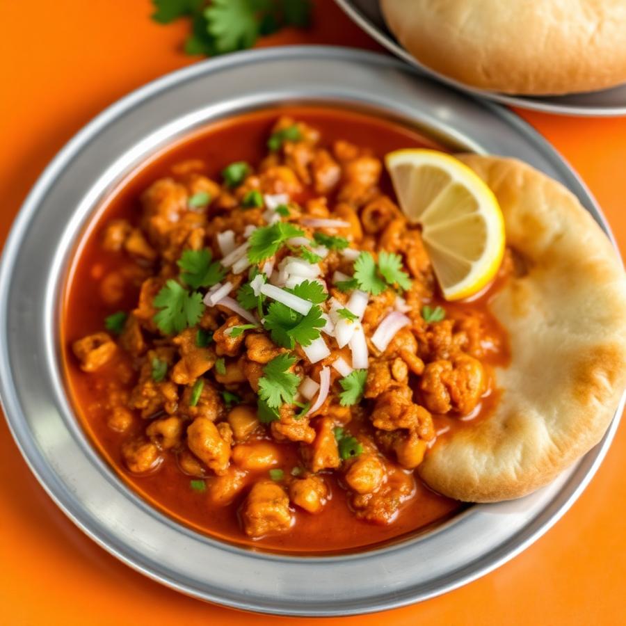 Misal pav with sev and onions