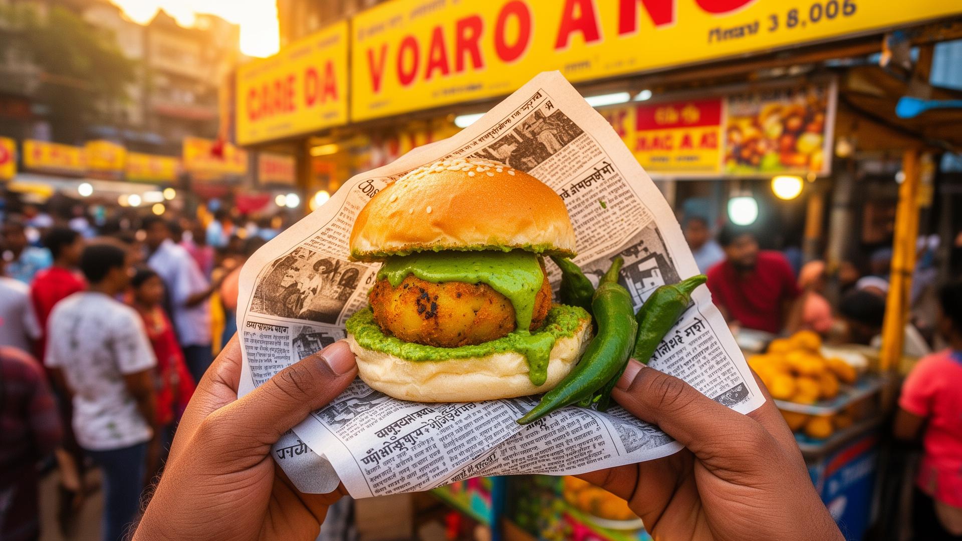 Freshly fried vadapav from a Mumbai street stall